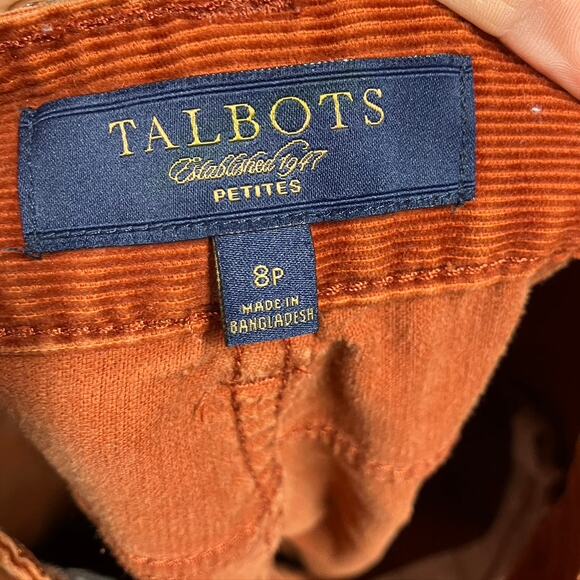 Talbots Petites Women 8p Signature Stretch Corduroy Straight Pants Orange Preppy - Picture 9 of 15
